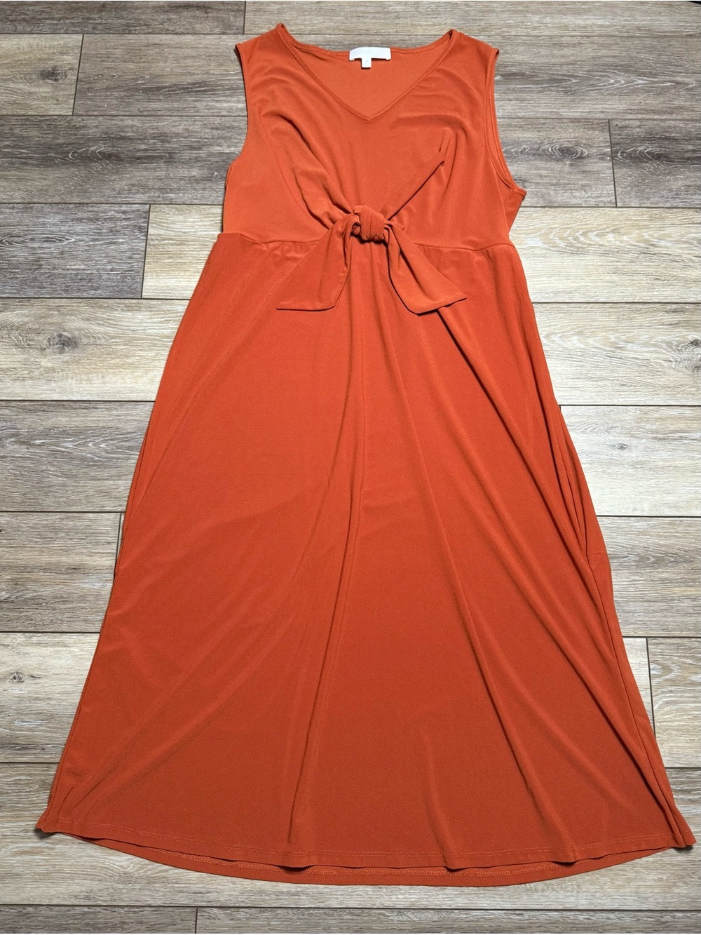 Adyson Parker Sleeveless Tie-Front Maxi Dress in Rust Orange